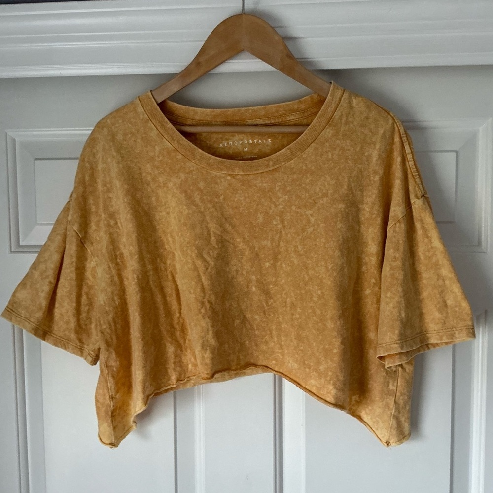 Aeropostale Crop Oversized Mustard Short Sleeve T-Shirt M